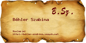 Béhler Szabina névjegykártya